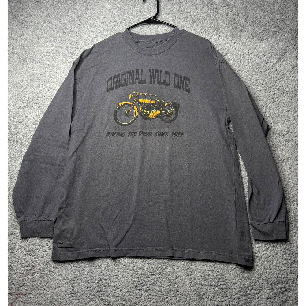 Original Wild One Shirt Mens XL Gray Out of Bounds Motorcycle Long Sleeve